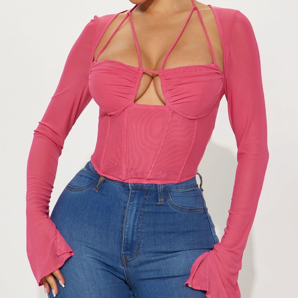 Pink corset mesh top valentine valentines